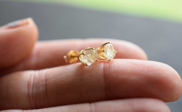 Raw Diamond Earrings, Rough Crystal Studs, Dainty Minimalist Earrings, S… - Picture 9 of 10